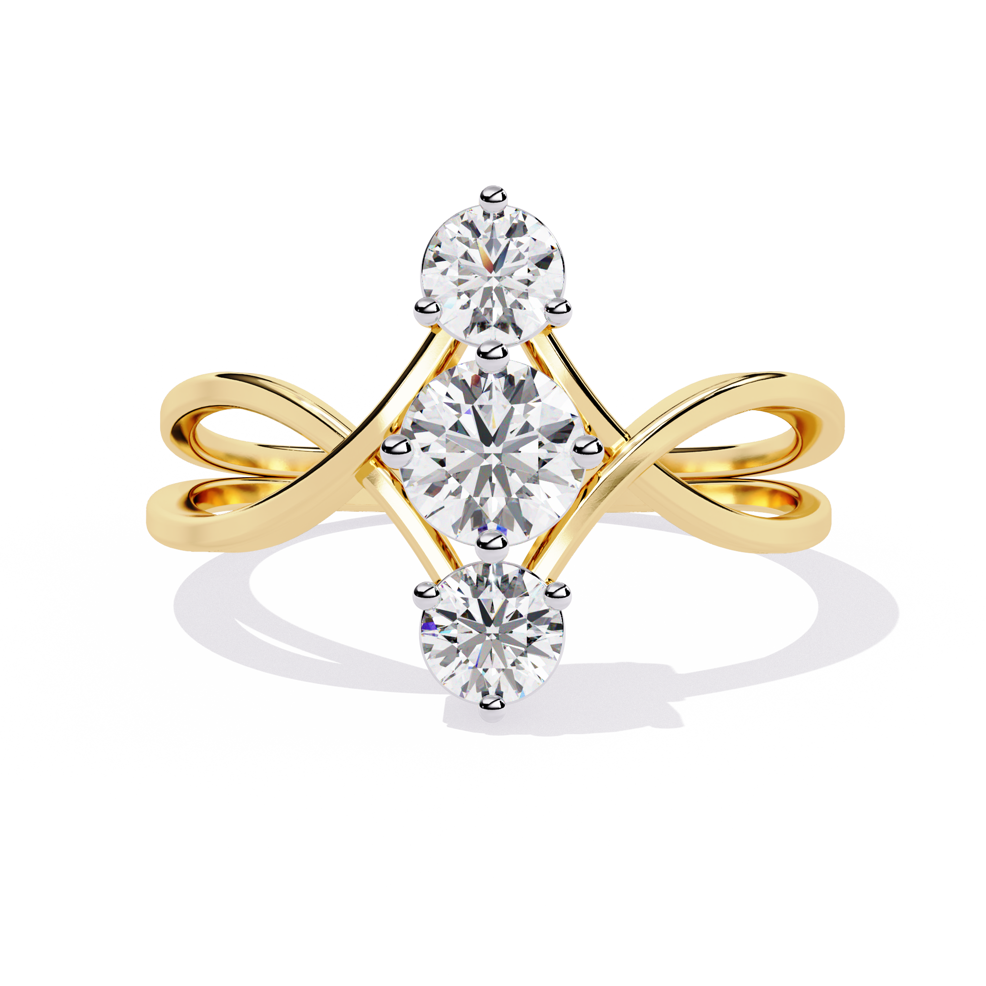Solitairekart – 0.65 CT Lab Grown Diamond Infinity Twist Ring | 14K Yellow Gold